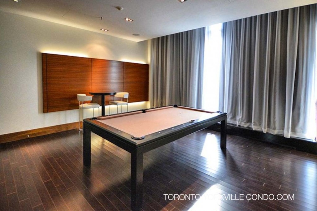 Billiards table in party room at 28 Ted Rogers Way